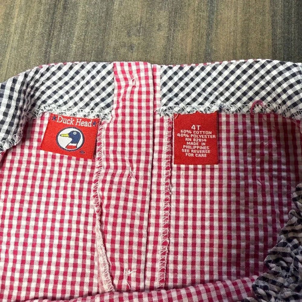 Vintage Duck Head Girls Red Gingham Dress 4T‎ Sleeveless Checkered Pockets